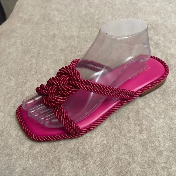 Chico’s Athena Cord Fuchsia Slip On Square Toe Flat Sandals Women’s size 7.5 - Picture 10 of 11